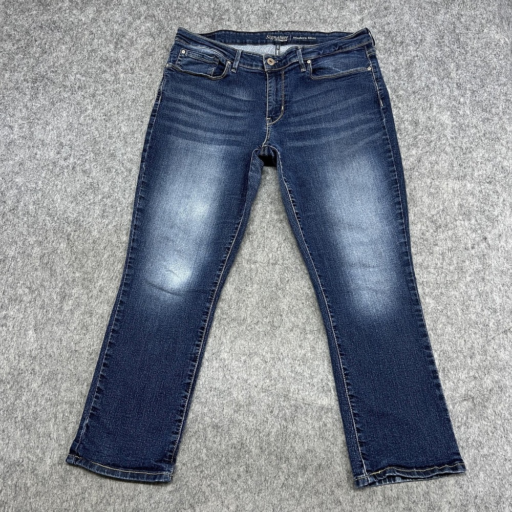 Signature Levi Strauss Jeans Womens 16S W33L30 Blue Slim Straight Stretch Casual